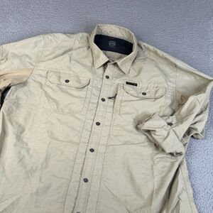 WRANGLER ATG Shirt Mens XL Khaki Roll Tab Sleeve Vented Lightweight All-Terrain